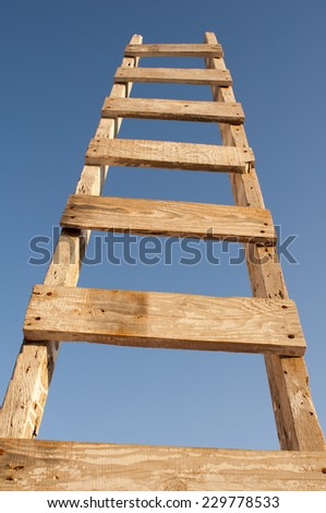 Wooden ladder to sky.