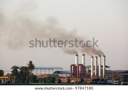 smog and pollution coming from a sugar mill
