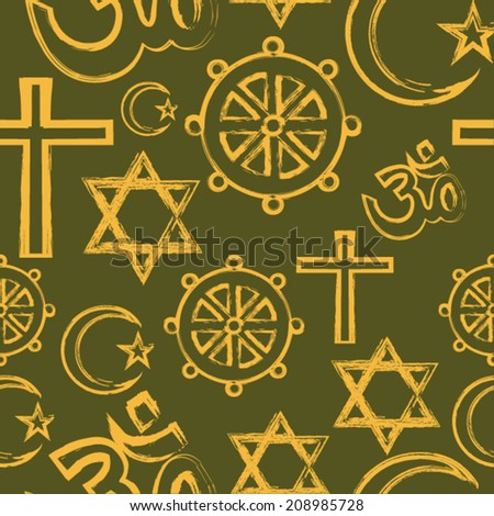 abstract seamless patterns with religion symbols