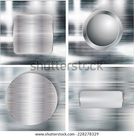 Set of Brushed Metal Texture with Reflections and Highlights Silver Background Aluminum Background Steel Background Vector Illustration Set of Brushed Metal Texture with Reflections and Highlights Silver Background Aluminum Background Steel Background Vector Illustration