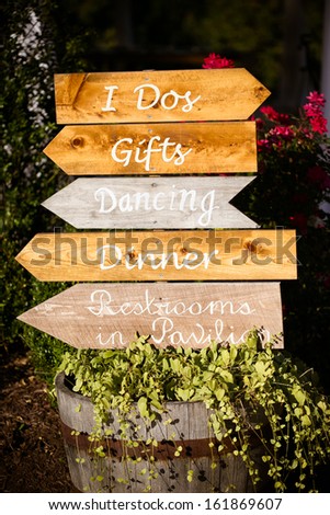 Wooden Signs from a Wedding Reception