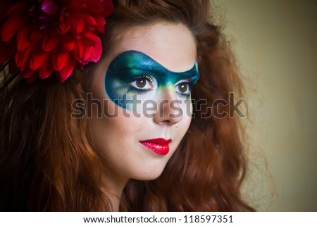 Beautiful fantasy eye face-art  portrait of a beautiful  woman