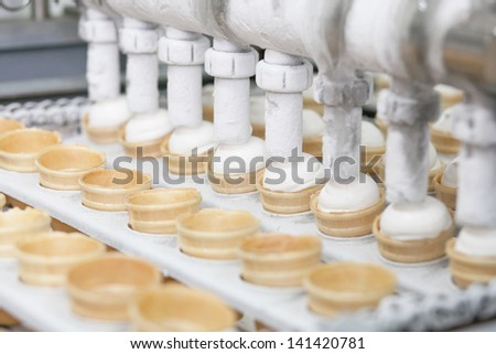 Preparation of ice-cream on factory