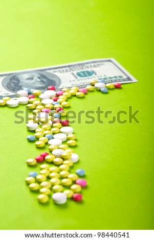 Pills and tablets with US paper currency