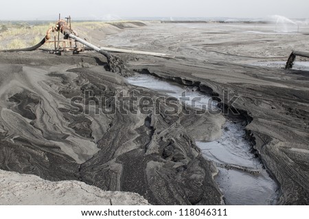 Land of Ash. Ash waste produced by burned coal in a power plant.