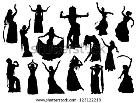 Belly Dance Silhouettes Stock Vector Illustration