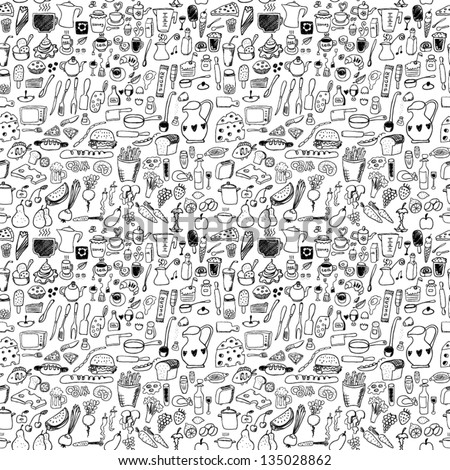 Food Icons Seamless Pattern