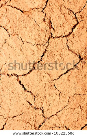 Cracked wall from clay with straw texture