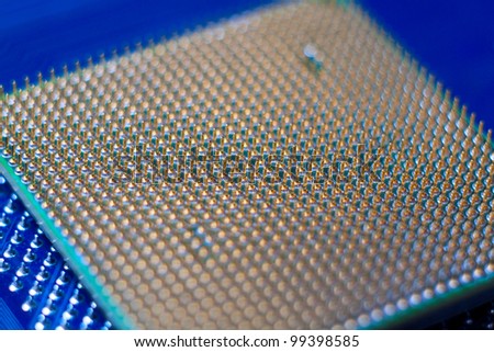 silicone chip cpu showing mounting pins closeup background