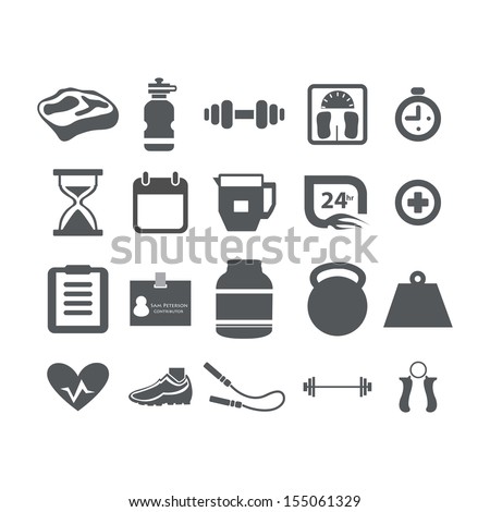 Fitness and Health icons set Fitness and Health icons set