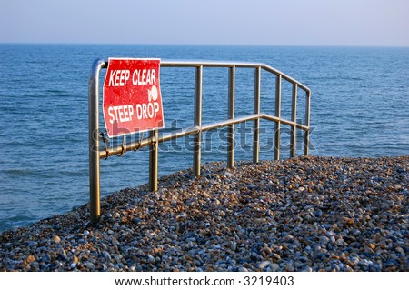 Stainless steel safety-rail on brighton beach