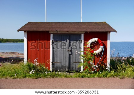 A traditional safety house on Mariehamn, Ã?land island. A sister island between Helsinki, Finland and Stockholm, Sweden.