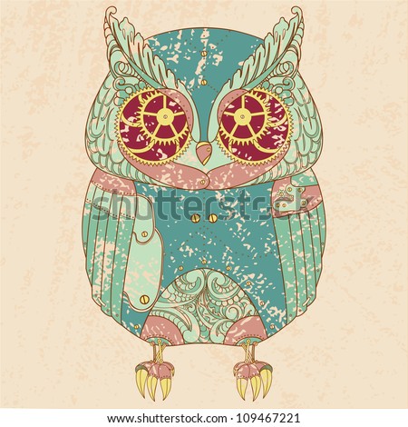 Decorative animal Steam punk owl. Decorative animal Steam punk owl.