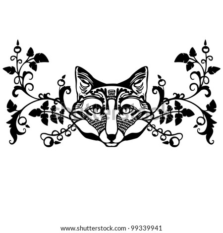 Classic Floral Ornament Element With Fox Head Stock Vector ...