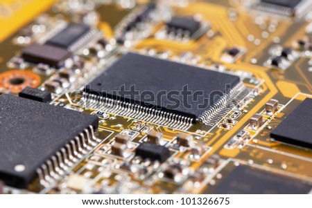 Laptop yellow motherboard with video card