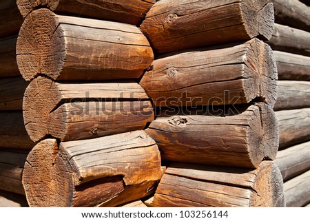 Brown and golden woodpile shown in section
