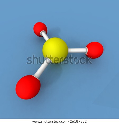 a 3d render od a sulfur trioxide molecule