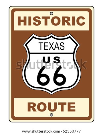 A Texas Historic Route US 66 Sign Illustration