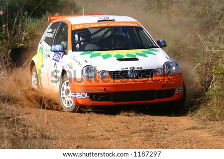 stock photo Orange Volkswagen Golf Rally Car