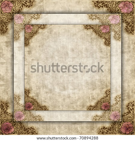 A layered style antique border illustration with roses.