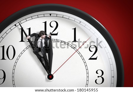 Time pressure. Deadline. Businessman trying to stop time. Time Management.