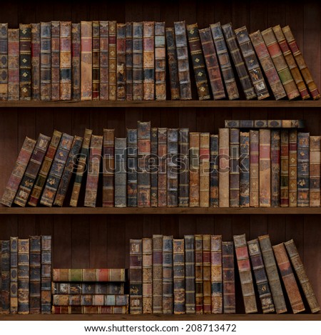 5of15 Old books seamless texture (vertically and horizontally). Tiled Bookshelf Background.