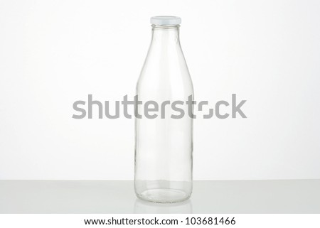empty milk bottle on neutral background