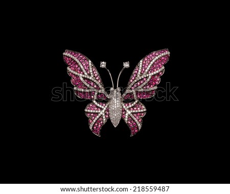 Designer diamond butterfly cot-pin or brooch or broach, ring pendant