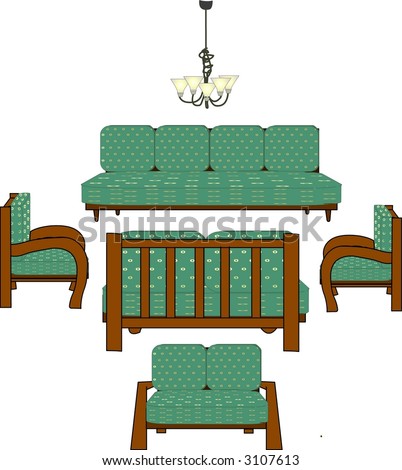 green livingroom chairs with chandelier - See my portfolio for more great vectors!