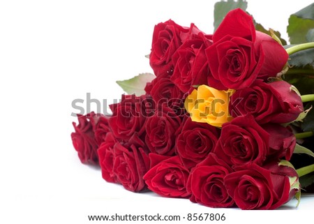 white and yellow rose bouquets. stock photo : one yellow rose