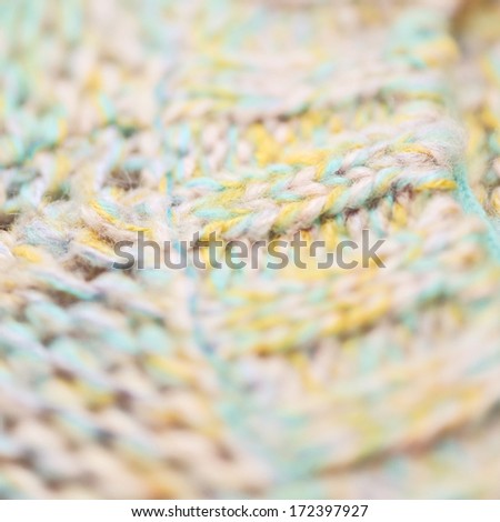 Knitted cloth close up, selective focus