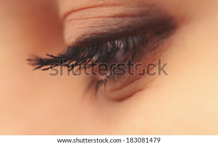 Woman eye close up, selective focus