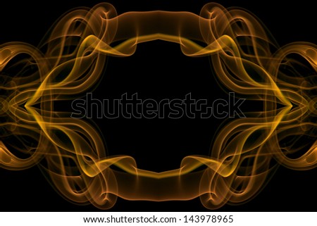 abstract wavy flowing smoke energy, orange motion on black background, abstract border