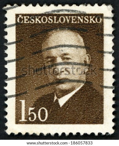 CESKOSLOVENSKO - CIRCA 1948: post stamp printed in Czech shows portrait of second Czechoslovakia president Edvard Benes (leader, minister, diplomat), Scott 340 A125 1.50k brown, circa 1948