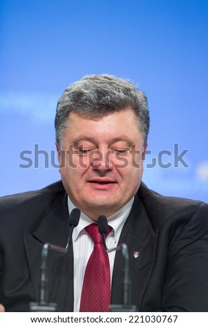 KIEV, UKRAINE - Sep 25, 2014: President of Ukraine Petro Poroshenko at the press-conference dedicated to the presentation of the 