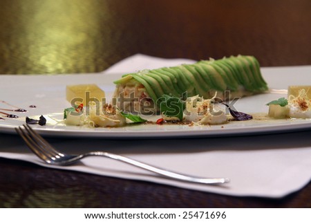 Cannelloni avocado with crab meat Kamchatka
