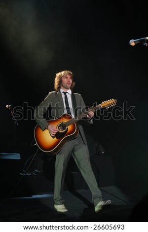 KYIV, UKRAINE - MARCH 2, 2009: James Blunt, performs live in concert at Sport Palace, on March 2, 2009, in Kiyv, Ukraine.