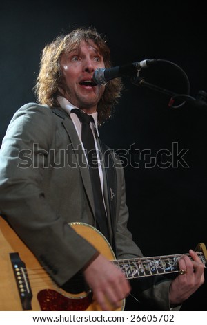 KYIV, UKRAINE - MARCH 2, 2009: James Blunt, performs live in concert at Sport Palace, on March 2, 2009, in Kiyv, Ukraine.
