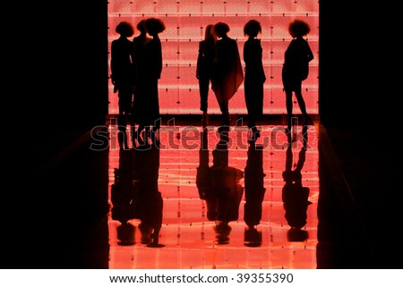 KIEV, UKRAINE - OCT 15: Silhouette of models on the runway during Fashion Show by \