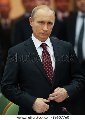 KYIV - OCT 27: Russian Prime Minister Vladimir Putin during a work visit, in the club Cabinet of Ministers, October 27, 2010 in Kyiv, Ukraine.