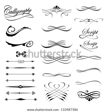 Design  Tattoo on Calligraphic Lines Dividers And Hand Drawn Design Elements Stock