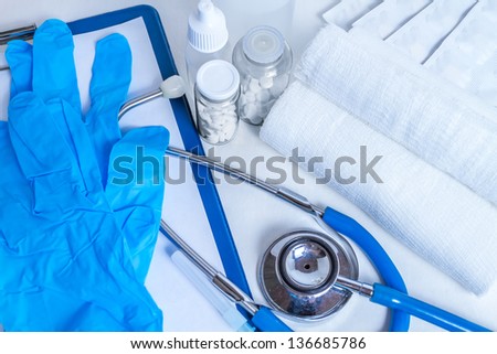 Stethoscope with different pharmaceutical stuff