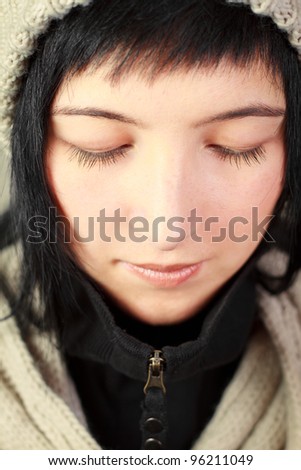 Woman with long lashes