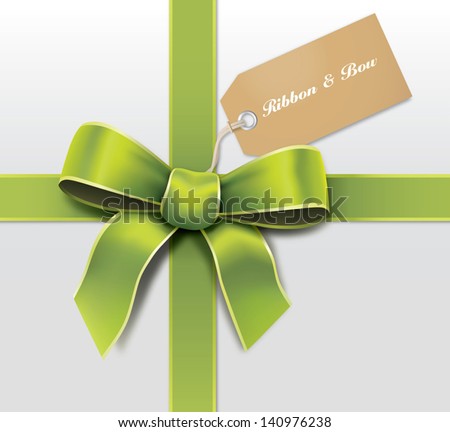Satin green ribbon with card