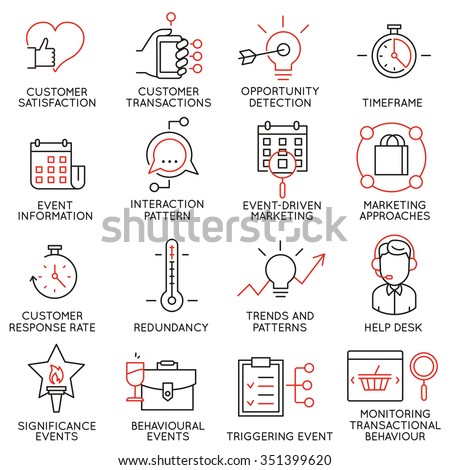 Vector set of 16 icons related to business management, strategy, career progress and business process. Mono line pictograms and infographics design elements - part 34