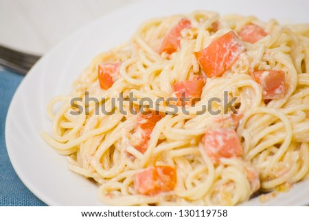 spaghetti with salmon