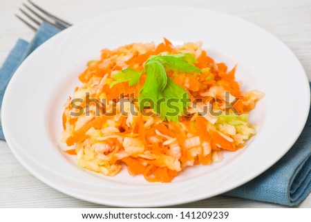 salad with celery, carrots and apples