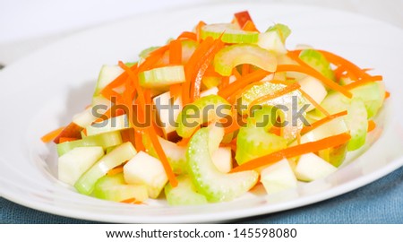 salad with celery, carrots and apples