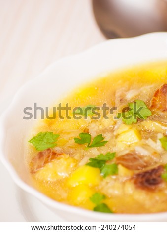 Fish soup with potato and rice