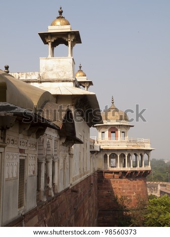 White marble palace Khaas Mahal. Inside the Red Fort of Agra. India